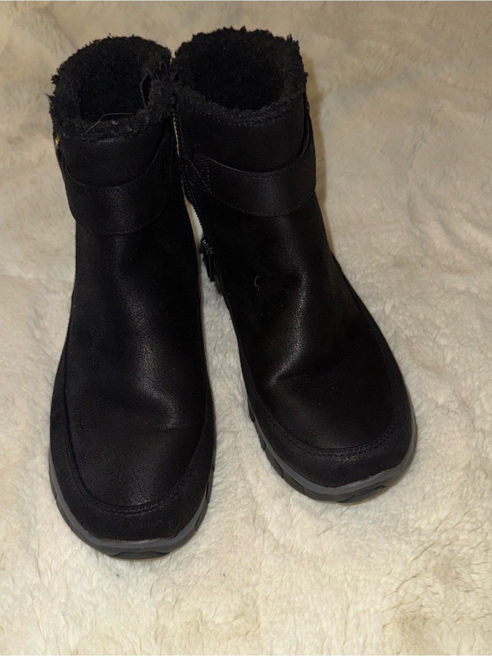 Skechers Black Fleece-Lined Winter Ankle Boots